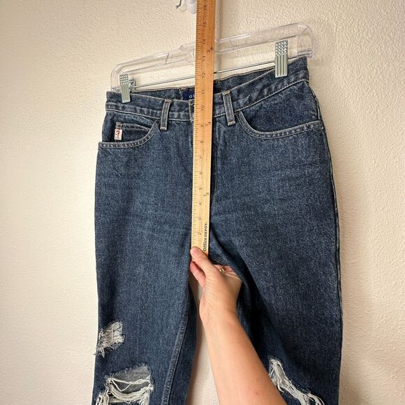 Guess Dark Blue Wash Distressed Slim Leg Raw Hem Denim Jeans 28 - Picture 14 of 16